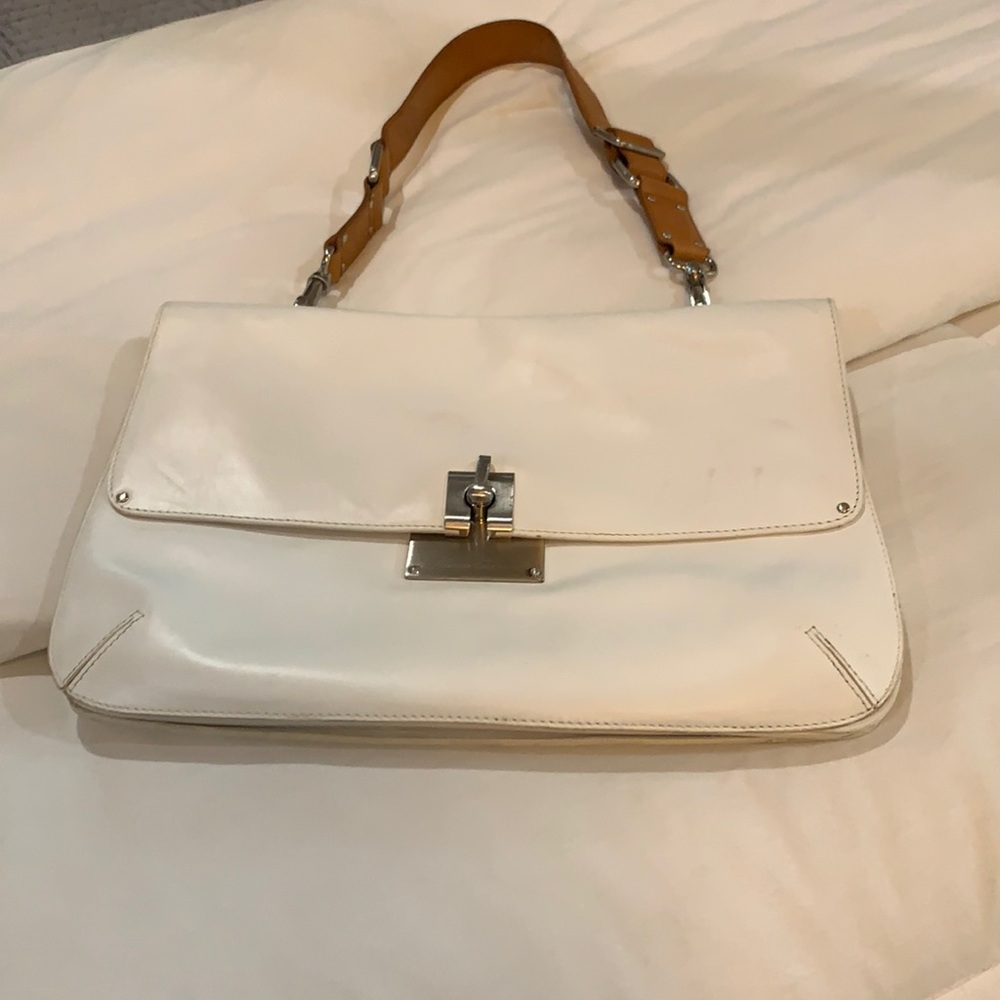 Kenneth Cole double-sided white leather handbag